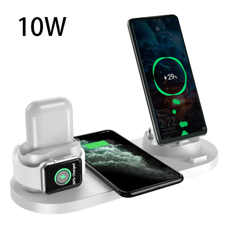 Cargador inalámbrico para iPhone Cargador rápido para teléfono Almohadilla de carga rápida para teléfono Reloj 6 en 1 Estación de carga