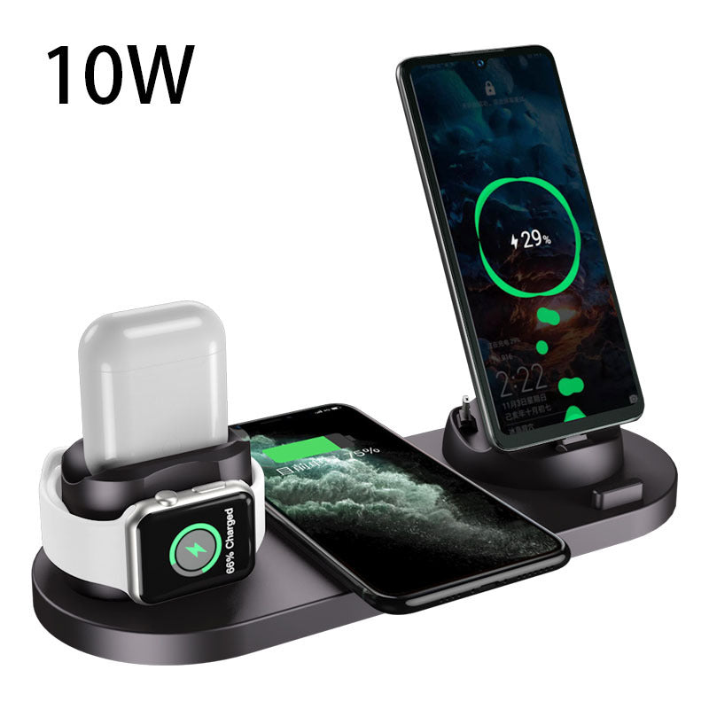 Cargador inalámbrico para iPhone Cargador rápido para teléfono Almohadilla de carga rápida para teléfono Reloj 6 en 1 Estación de carga