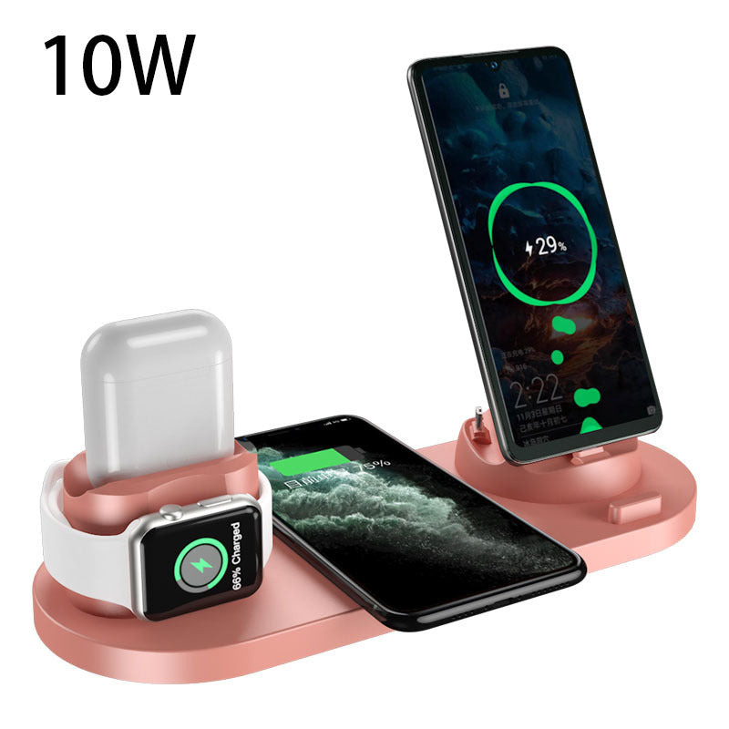 Cargador inalámbrico para iPhone Cargador rápido para teléfono Almohadilla de carga rápida para teléfono Reloj 6 en 1 Estación de carga