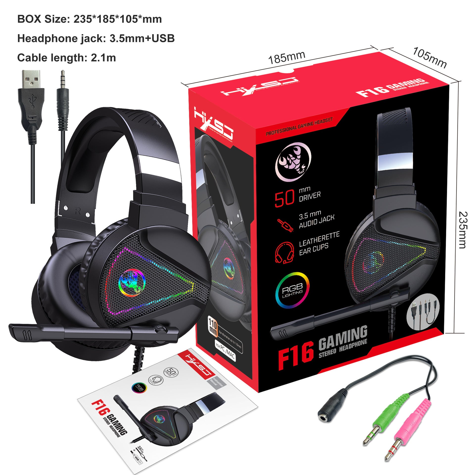 Auriculares ABS luminosos RGB