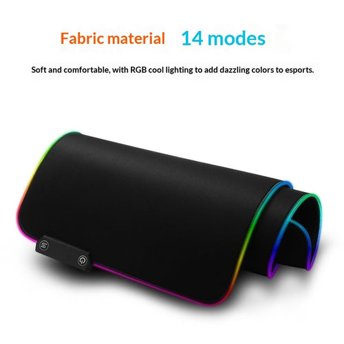 Almohadilla de juego luminosa, alfombrilla de ratón RGB silenciosa duradera y antideslizante negra para su escritorio